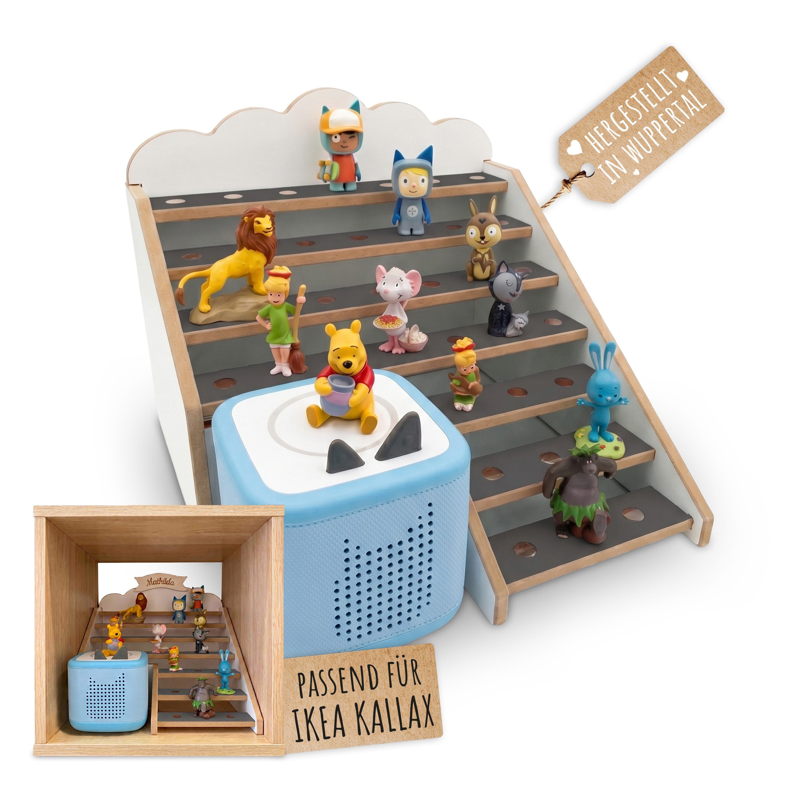 Holzura Kinderregal Tonie Regal für IKEA KALLAX – magnetisch – für ca. 50 Toniefiguren