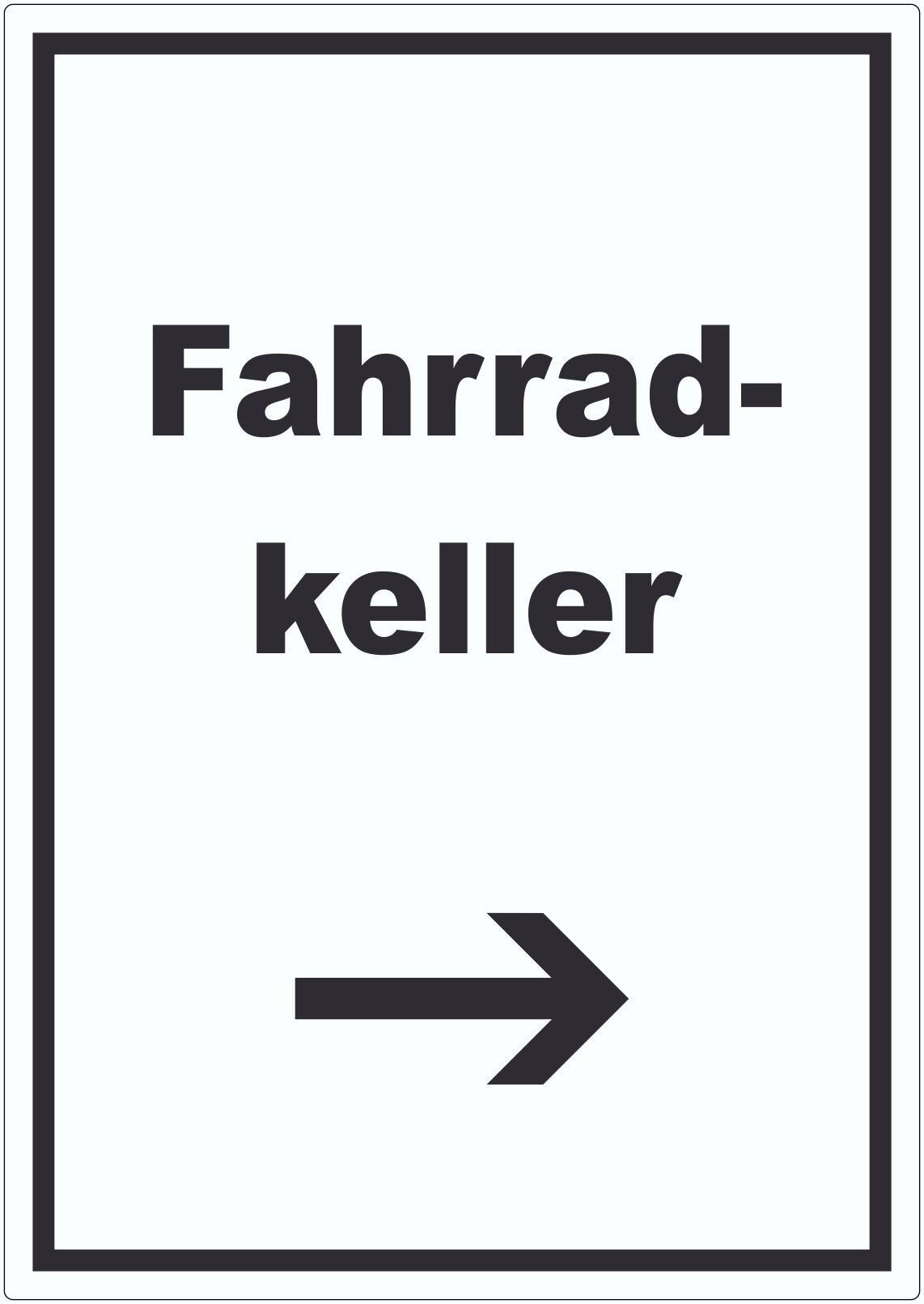 HB-Druck Aufkleber Fahrradkeller Aufkleber mit Text und Richtungspfeil rechts Rad Bike, wetterfest, UV-beständig, kratzfest