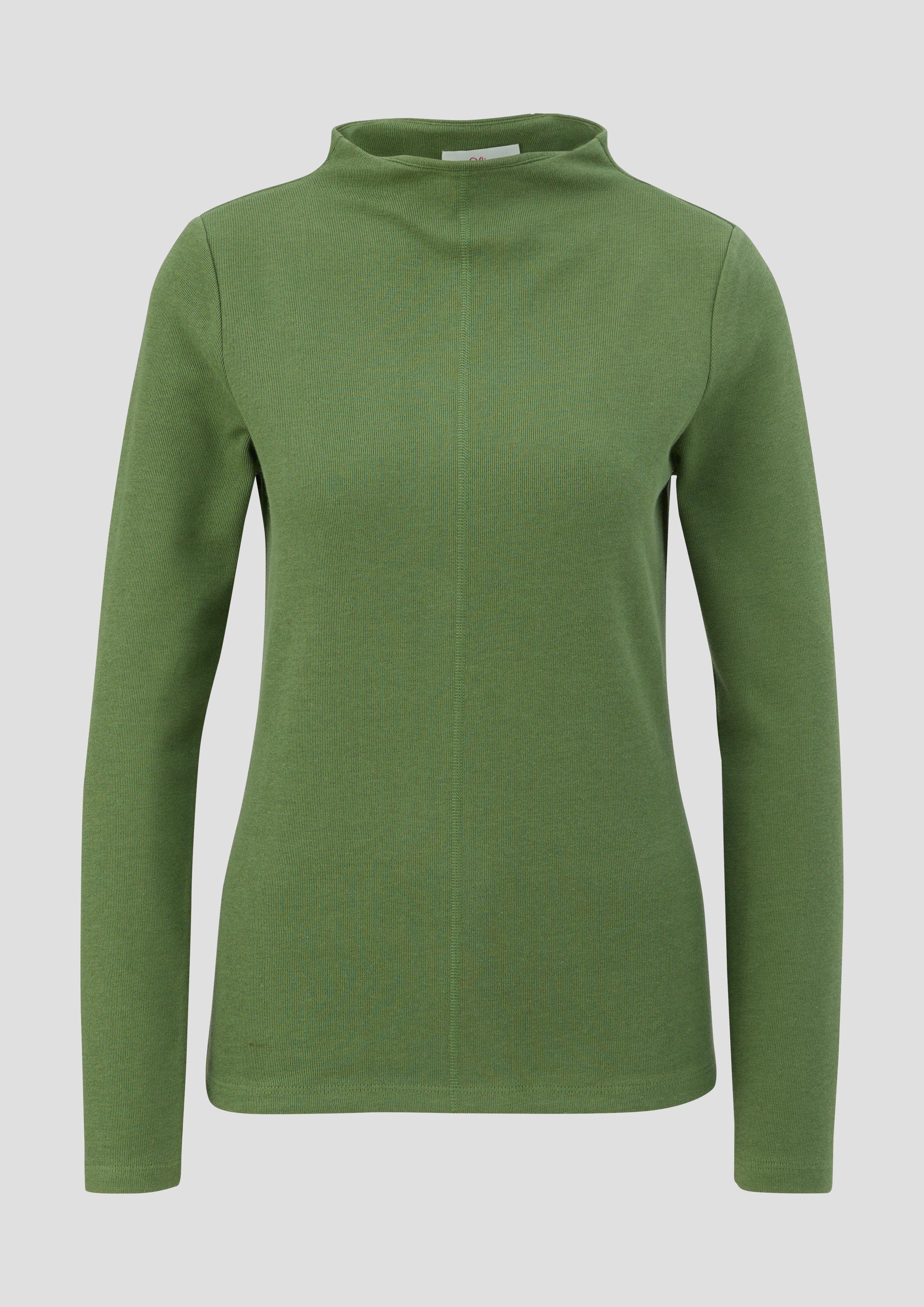s.Oliver 3/4-Arm-Shirt Ziernaht Baumwollstretch Longsleeve aus grün