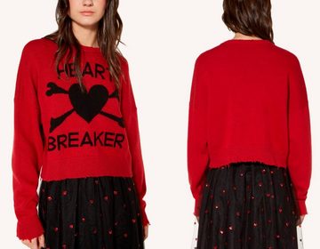 RED VALENTINO Strickpullover VALENTINO RED Heart Breaker Cropped Distressed Wool Cashmere Jumper P