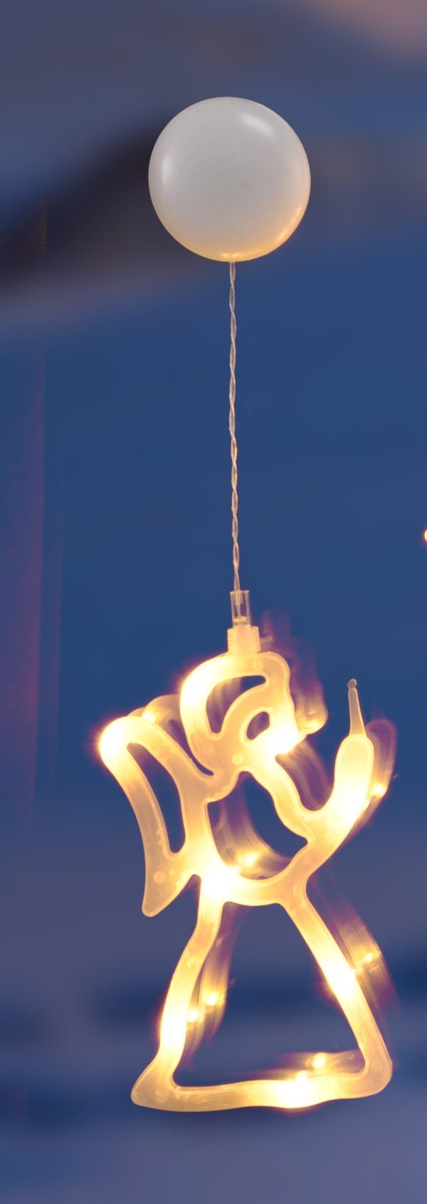 HI LED-Dekofigur Beleuchtete Fenster Dekoration Silhouette Engel Stern Tanne mit LED