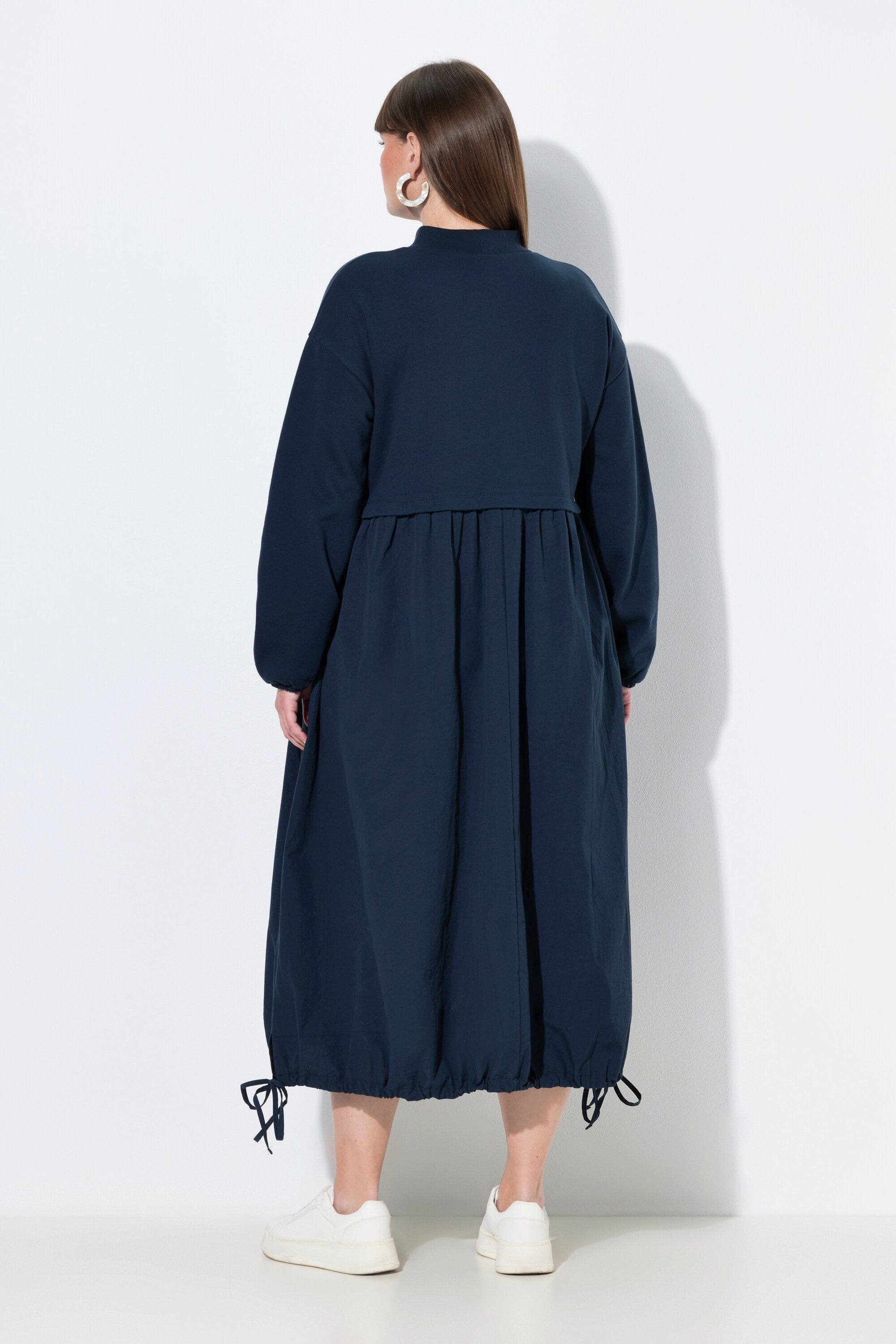 Ulla Popken Midikleid Maxikleid A-Linie Stehkragen Langarm Biobaumwolle – Bild 3 von 4