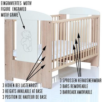 LCP Kids Kinderbett 120x60 cm Bär Creme (Kinderbett mit Matratze, ohne Bettkasten)