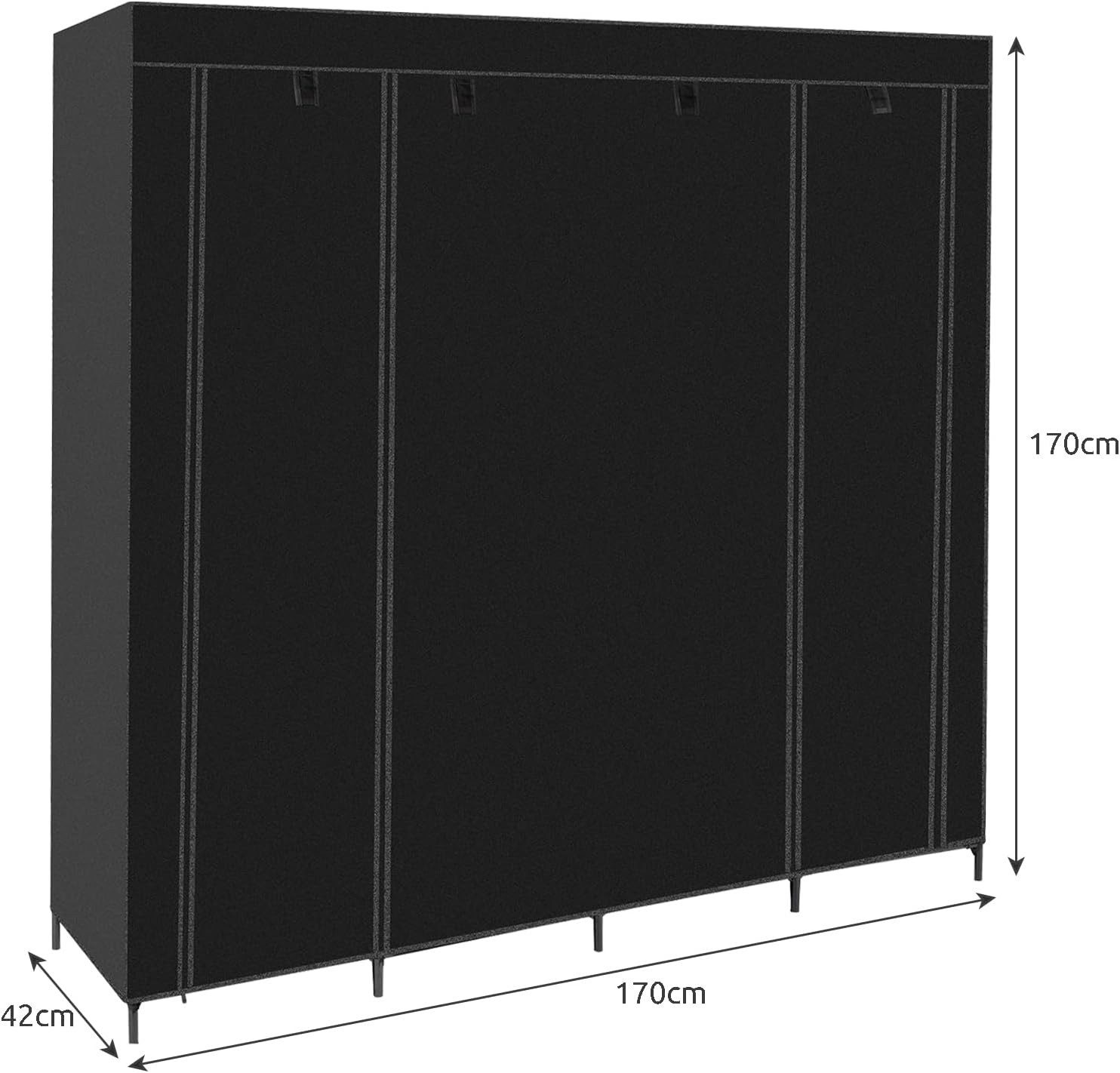 Ruhhy Kleiderschrank Kleiderschrank Stoffschrank 170x170 cm Aufbewahrung Faltschrank Anzahl der Regale: 14; Anzahl der Türen: 3; Anzahl der Aufhängestangen