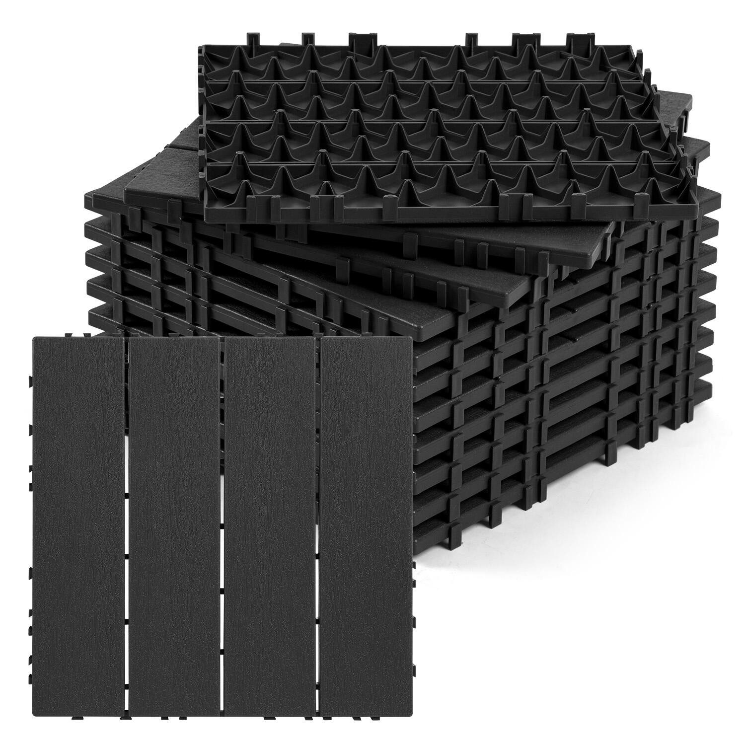 Clanmacy Terrassendielen Terrassenfliesen Kunststoff Klickfliesen mit Drainagensystem 1-5 qm