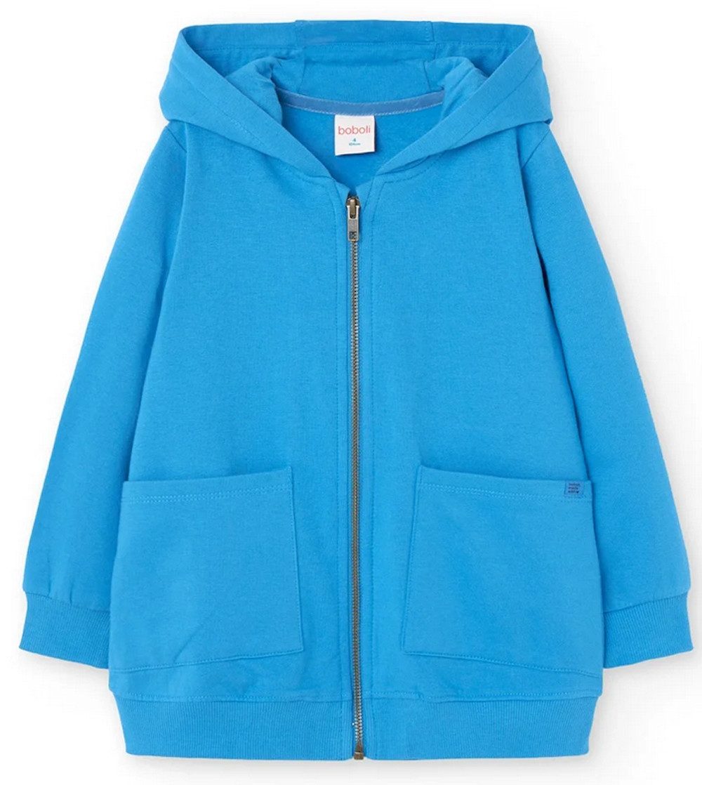 BÒBOLI Sweatjacke BÒBOLI Mädchen Sweatjacke angeraut Jacke Kapuze baltic blau (1-tlg., kein Set)