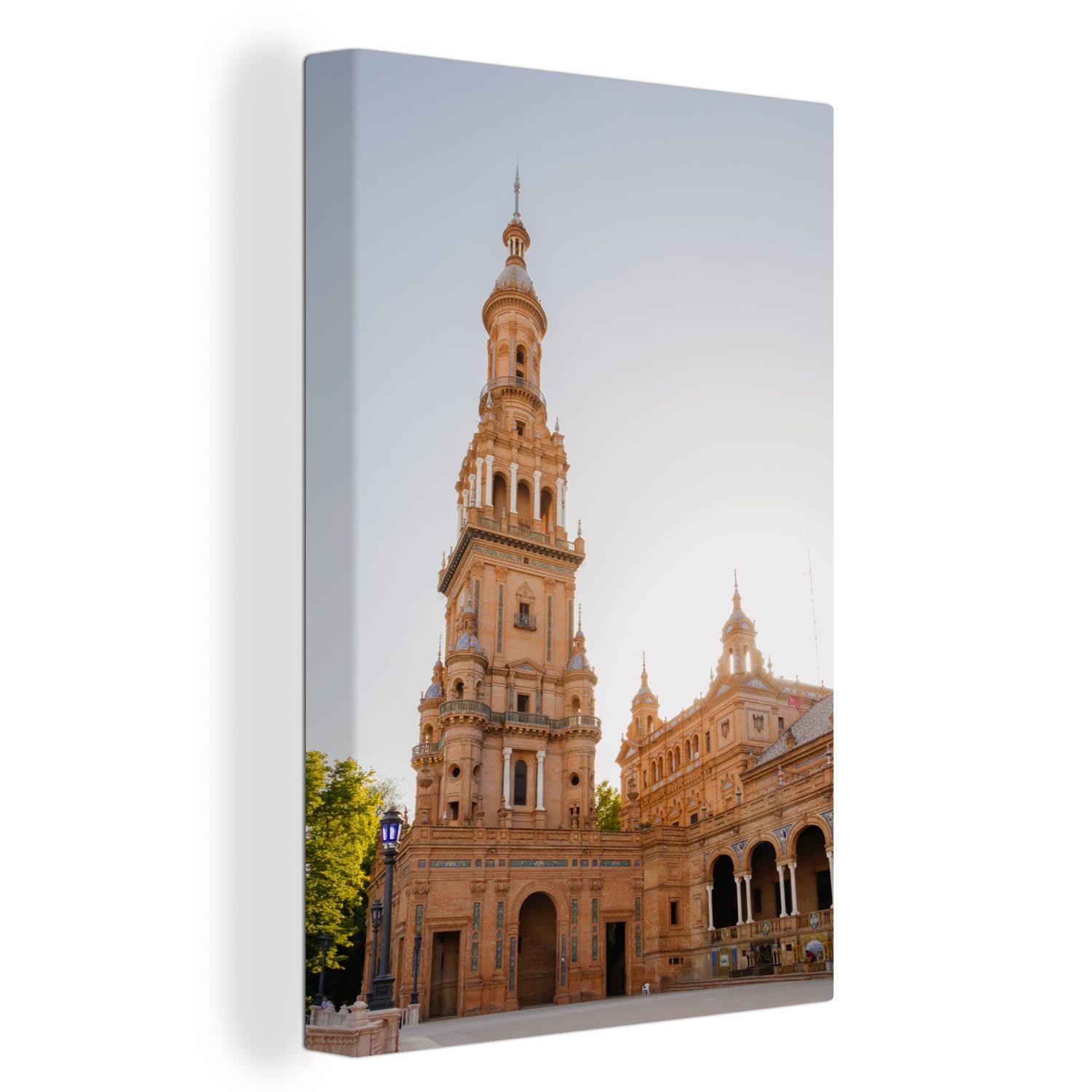 OneMillionCanvasses® Leinwandbild Turm auf der Plaza de España in Sevilla, (1 St), Leinwandbild fertig bespannt inkl. Zackenaufhänger, Gemälde, 20x30 cm