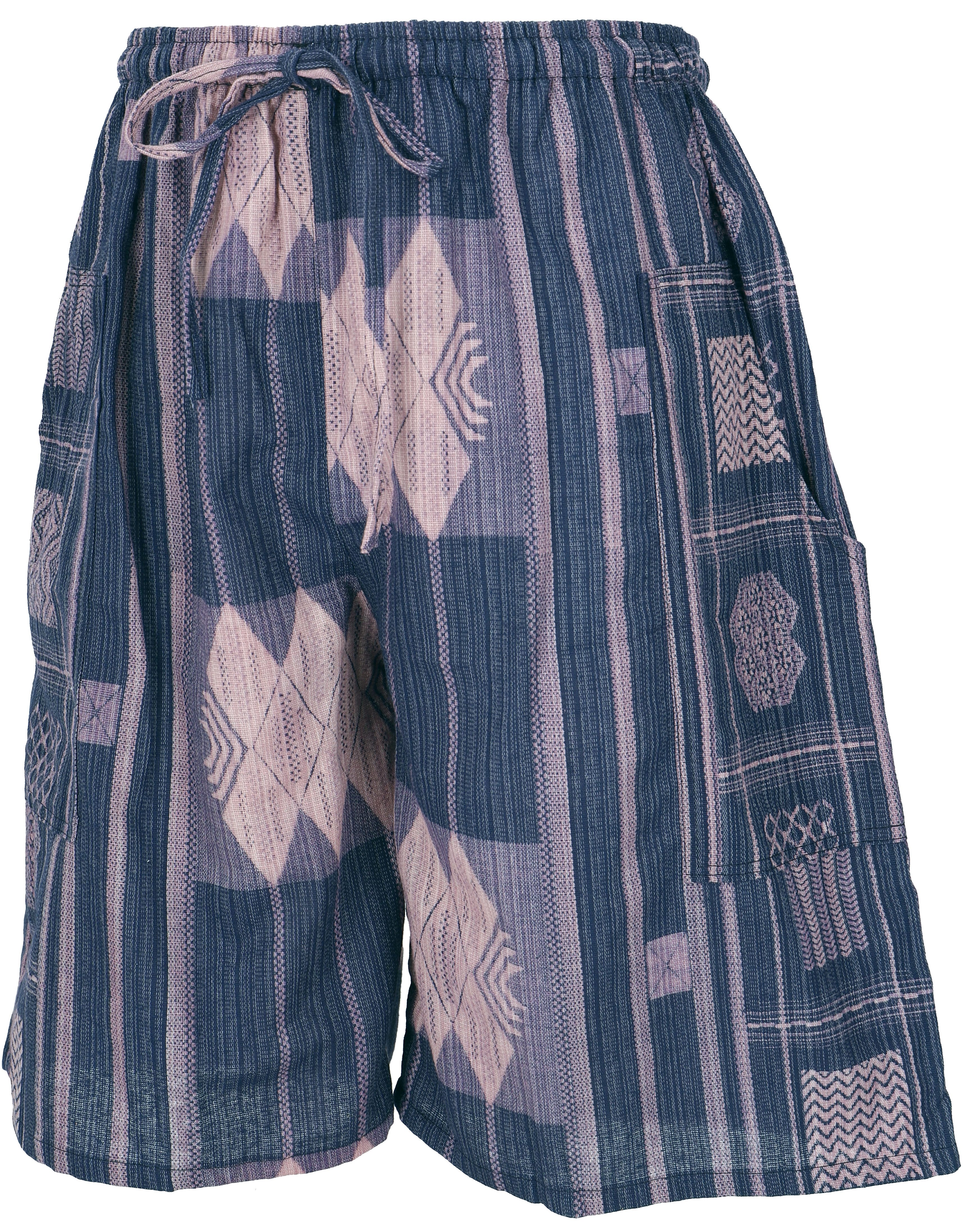 Guru-Shop Relaxhose Ethno Yogashorts, Ikat Shorts - blau Hippie, Ethno Styl günstig online kaufen