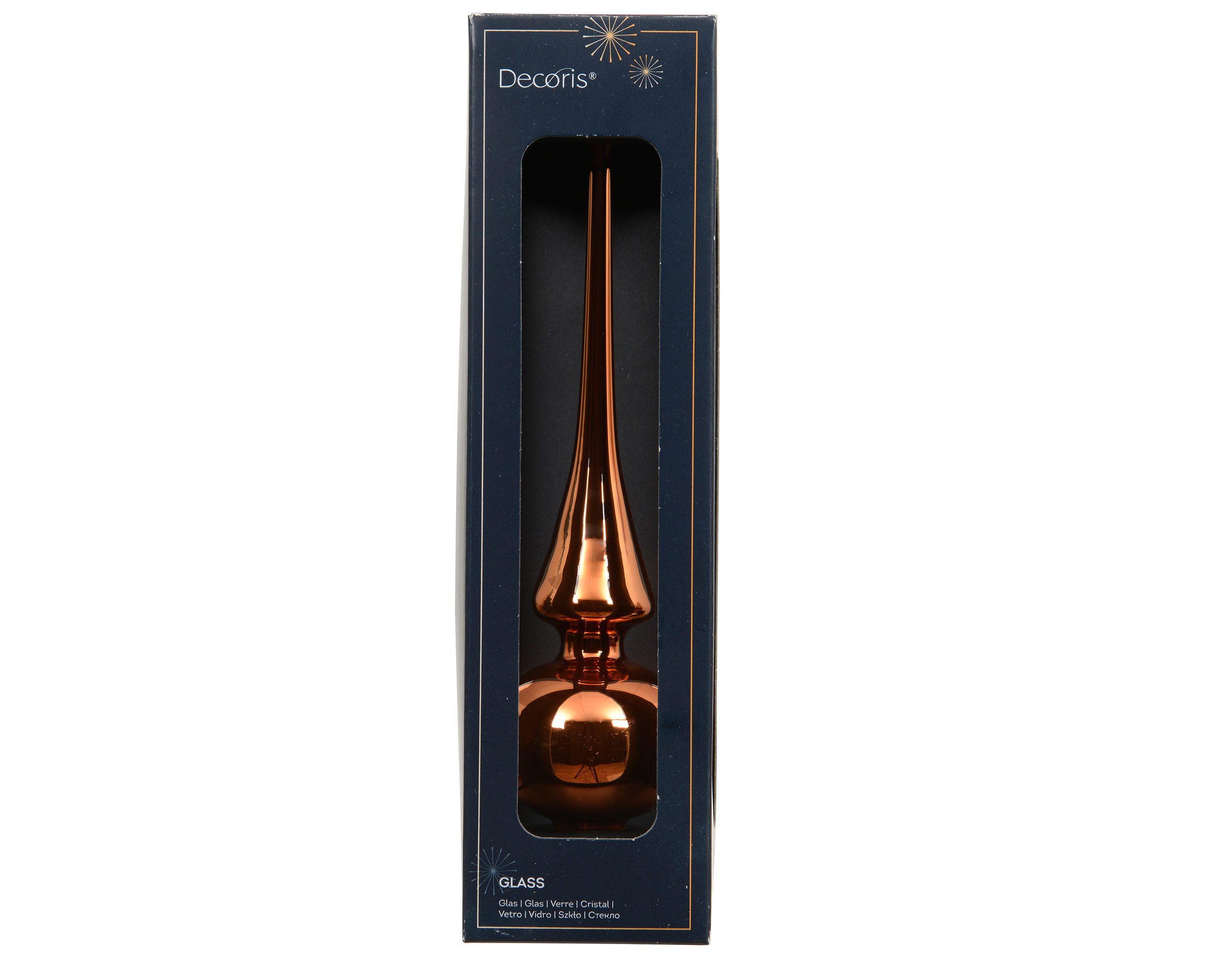 Kaemingk Christbaumspitze, Christbaumspitze Glas 26cm - Warmorange glänzend
