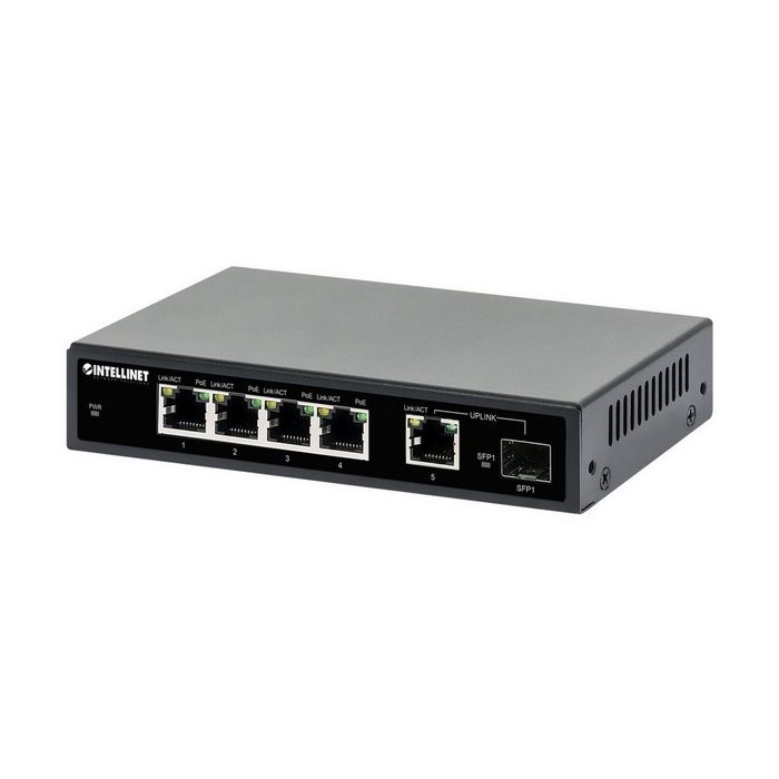 Intellinet 5-Port Gigabit PoE+ Switch 1SFP91W Netzwerk-Switch