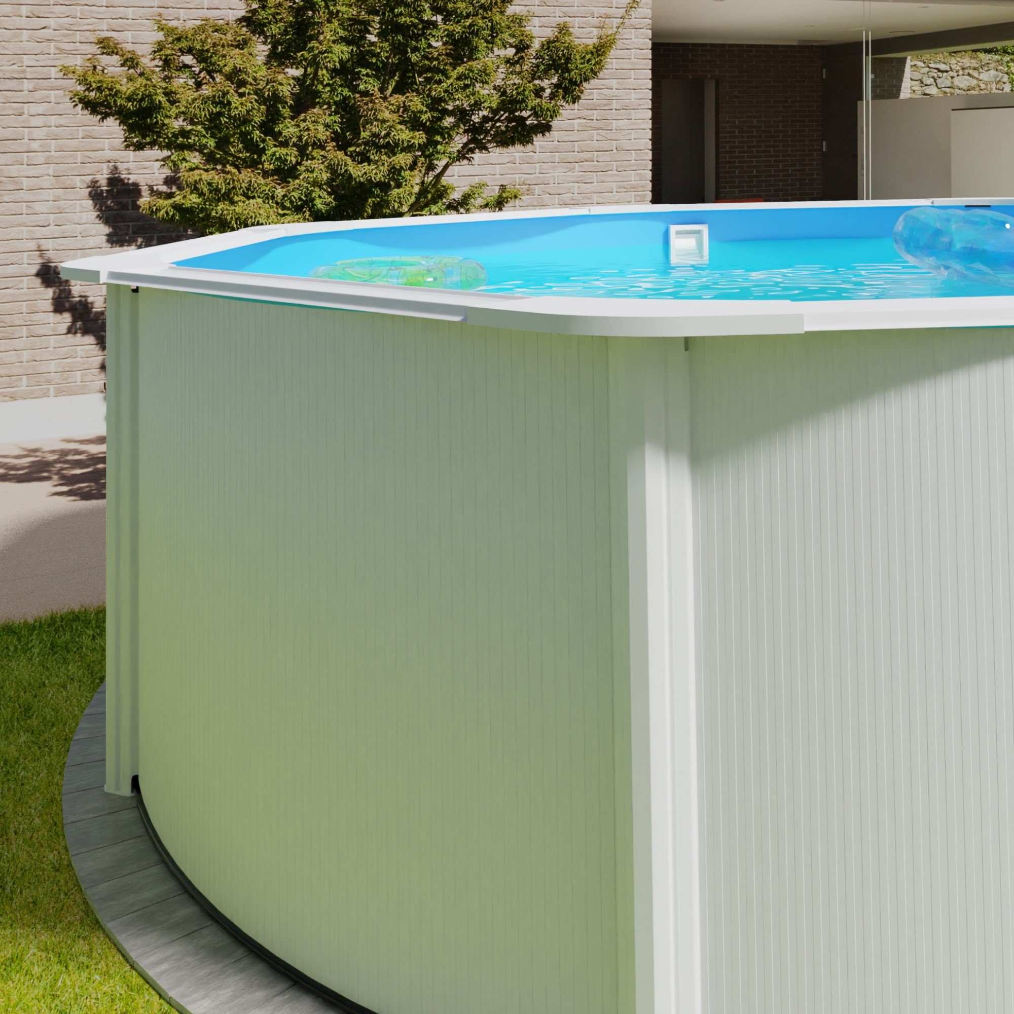 Planet Pool Rundpool Stahlwandpool rund Größe wählbar, 120 cm tief, Sta (Einzelbecken, 1-tlg), verzinkte Stahlwand – Bild 5 von 5
