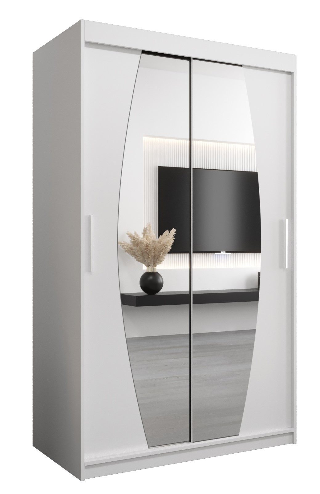 ABIKS MÖBEL Schwebetürenschrank ELYPSE Schlafzimmerschrank - mit Spiegel, Kleiderstange, Regalen