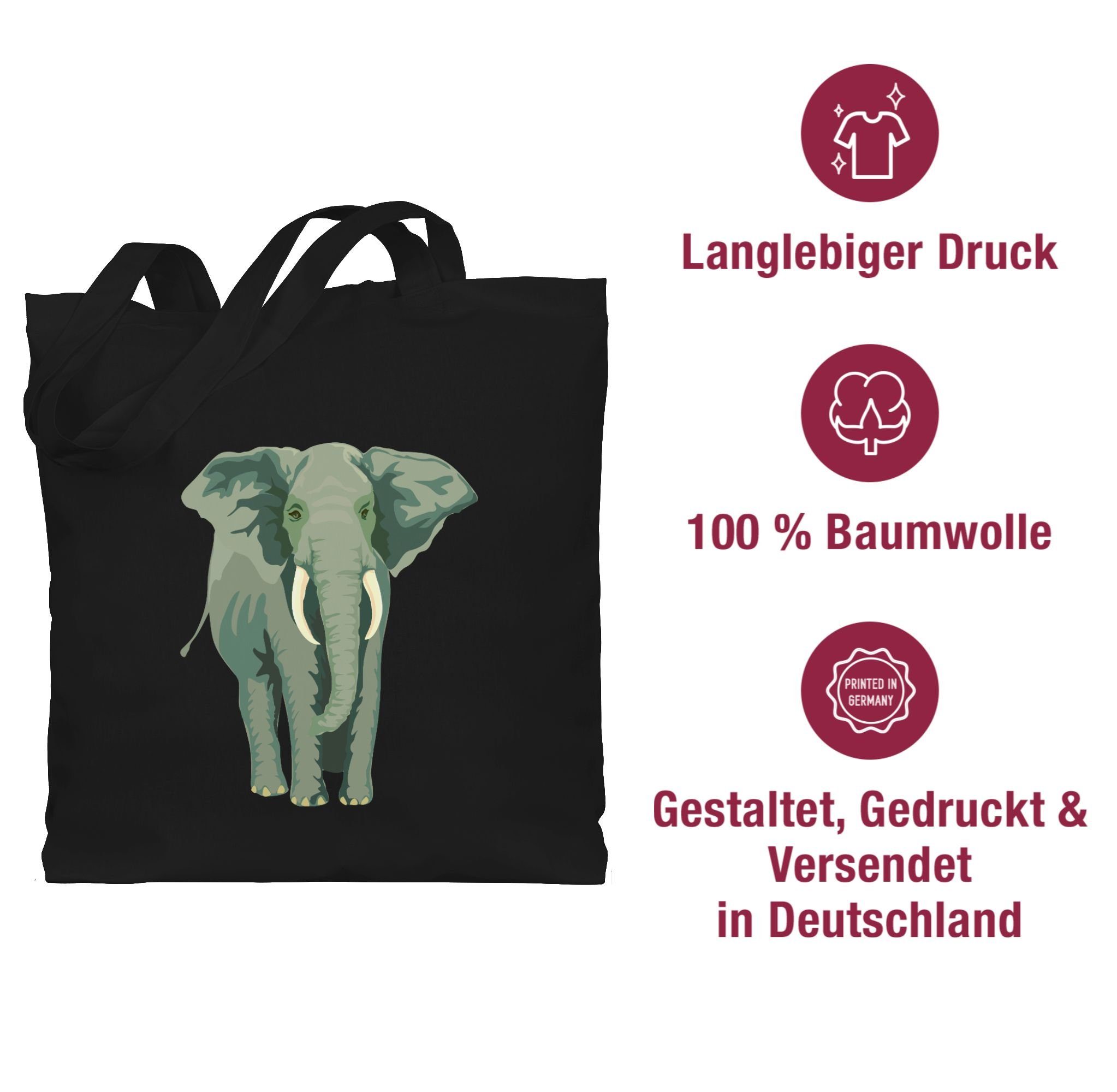 Wildnis Elefant, Deko Shirtracer Dschungel Umhängetasche 2 Schwarz