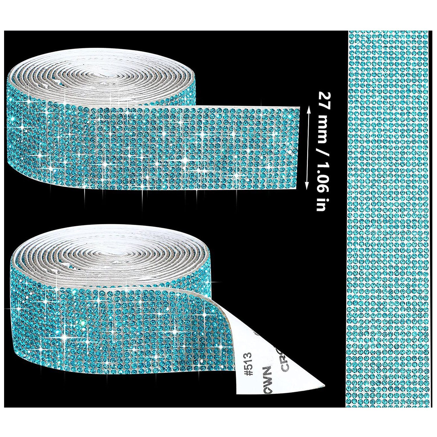 Kristallnetzband, blau Klebestreifen 2,5 1 Selbstklebende zggzerg Rolle Kristall-Strassbänder, Glänzender cm Strass-DIY-Dekorationsaufkleber, 90 Kristallband, Glänzendes x
