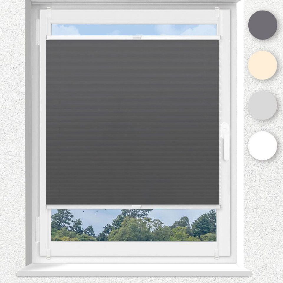 OUBO Plissee ohne Bohren Klemmfix, lichtdurchlässig Rollo, Lichtschutz, Easyfix, Klemmfix, mit Klemmträger, Sichtschutz und Sonnenschutz für Fenster & Tür