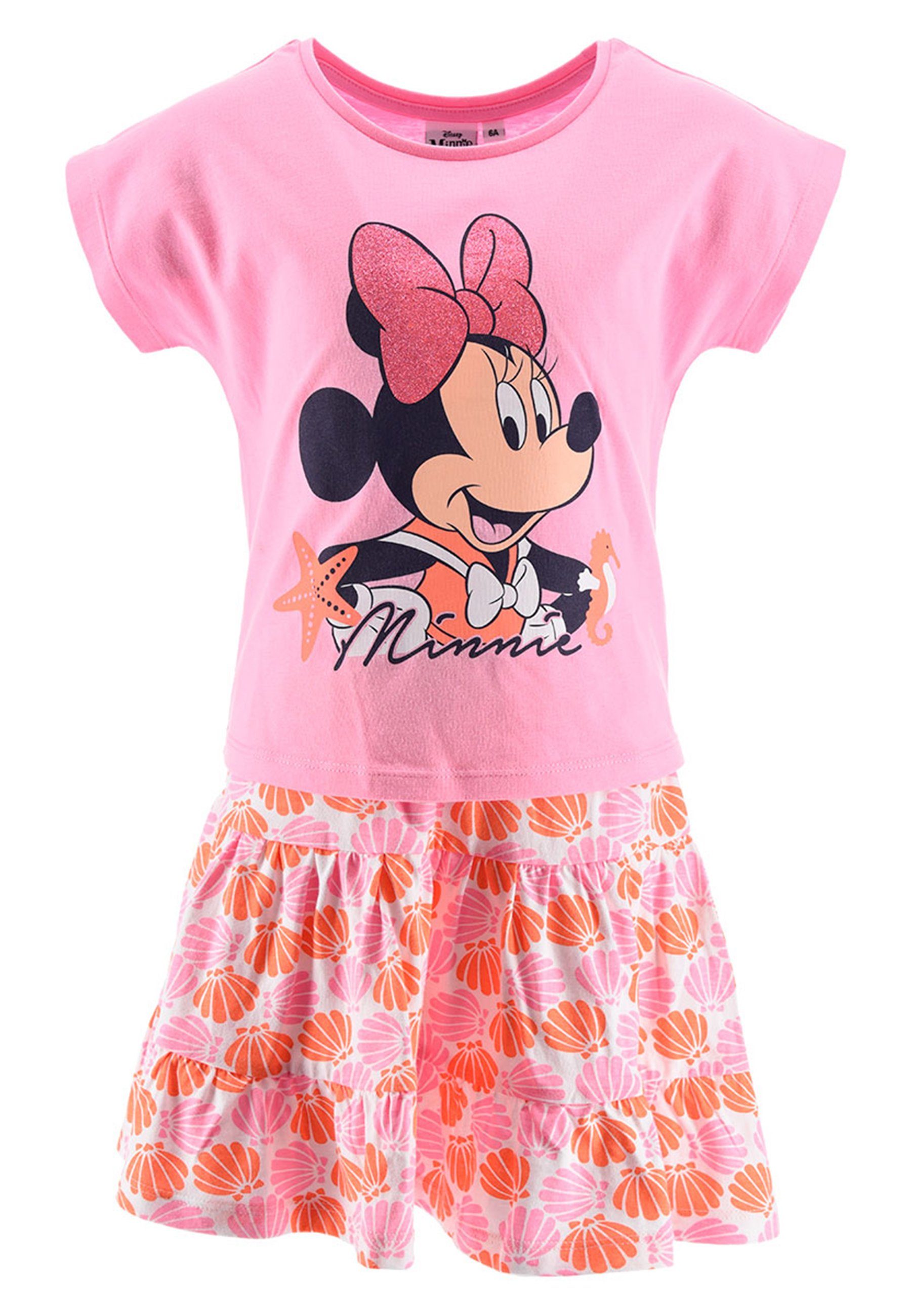 Disney Minnie Mouse Shirt & Rock Bekleidungs-Set (2-tlg) Mini Maus | Shirt-Sets