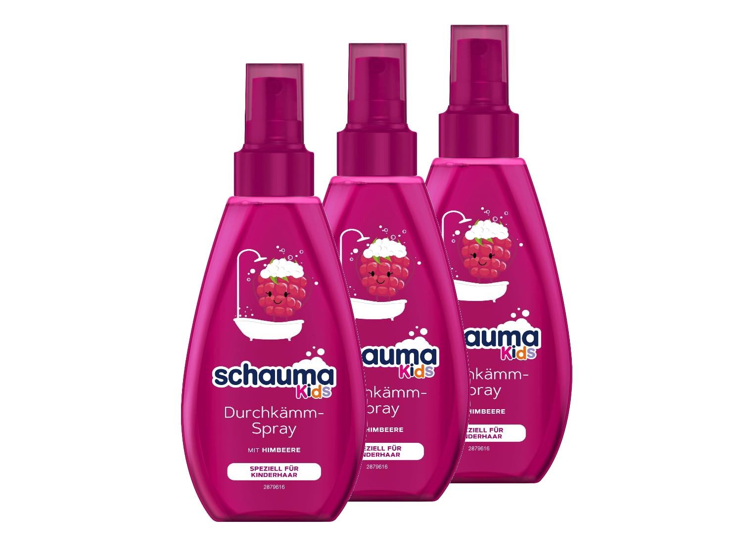 Schauma Haarstyling-Liquid 3x Schauma Schwarzkopf Kids Durchkämm-Spray Himbeere 150 ml, 3-tlg., für sofortige Kämmbarkeit und entwirrte Knoten ganz ohne Ziepen
