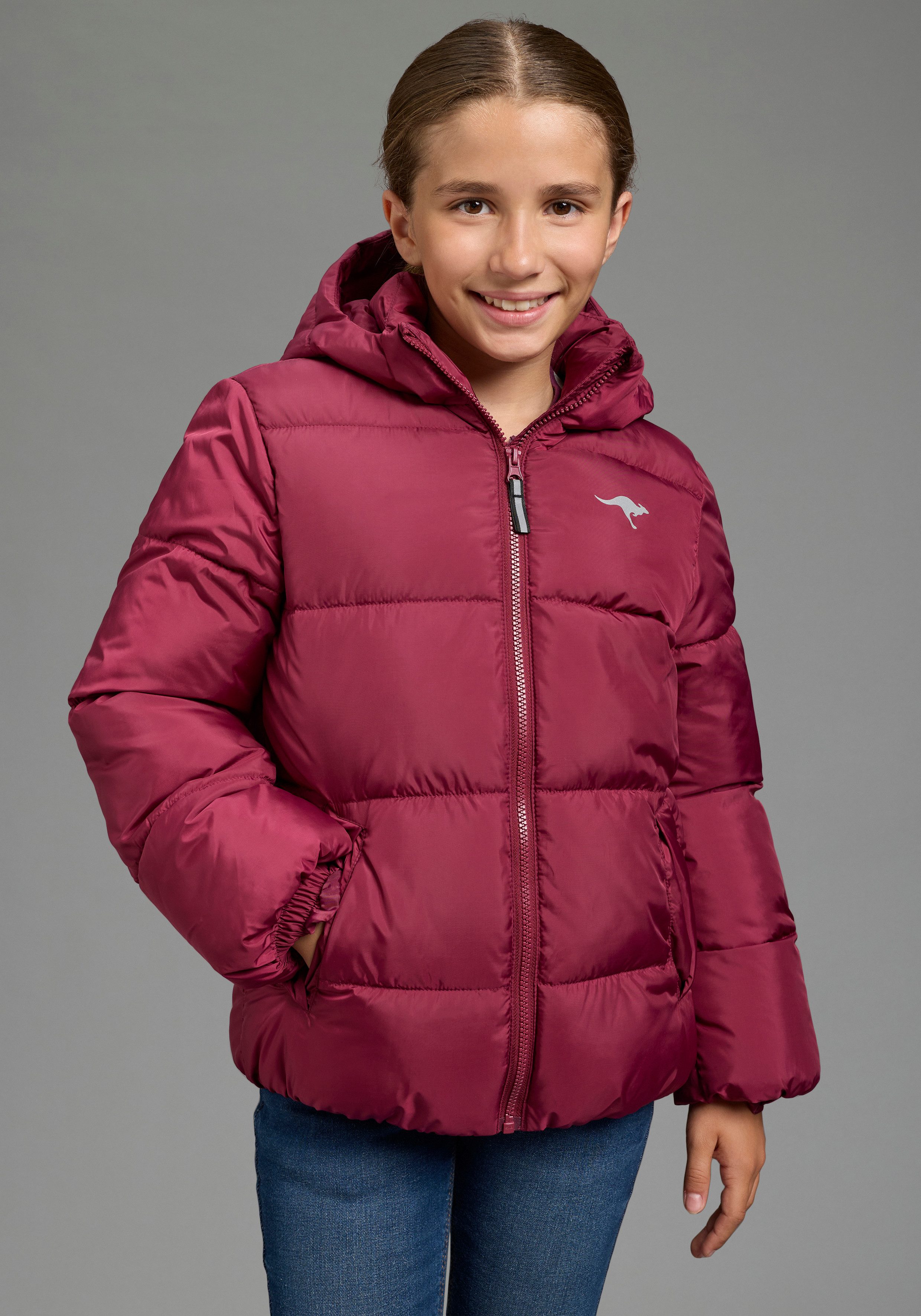 KangaROOS Winterjacke Outdoor Steppjacke mit KangaROOS Logo-Druck für Mädchen Warme Steppjacke mit reflektierenden Details