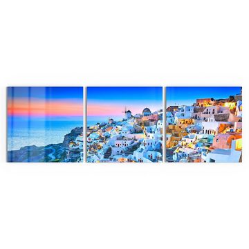 DEQORI Glasbild 'Häusermeer auf Santorini', 'Häusermeer auf Santorini', Glas Wandbild Bild schwebend modern