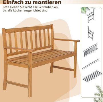 KOMFOTTEU Gartenbank Sitzbank, 2 Sitzer, 122 × 56,5 × 86 cm