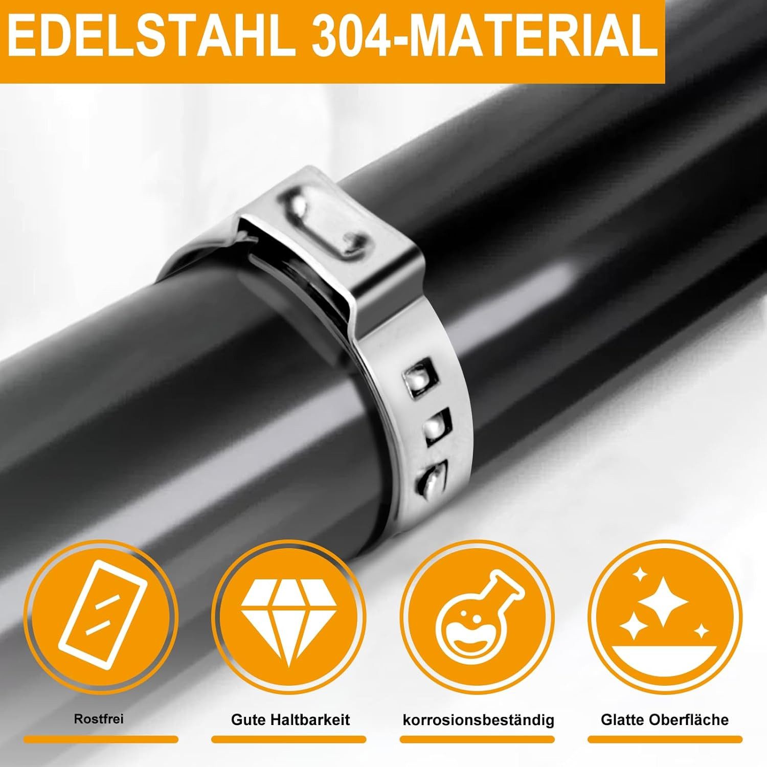 AFKSMILE Schlauchschelle 160 Stück Einohr-Schlauchschellen aus Edelstahl mit Schlauchklemmzange, (160-St), 14 Größen (5.3-33.1mm) Rohr-Schlauchschelle Kraftstoffleitung Clip