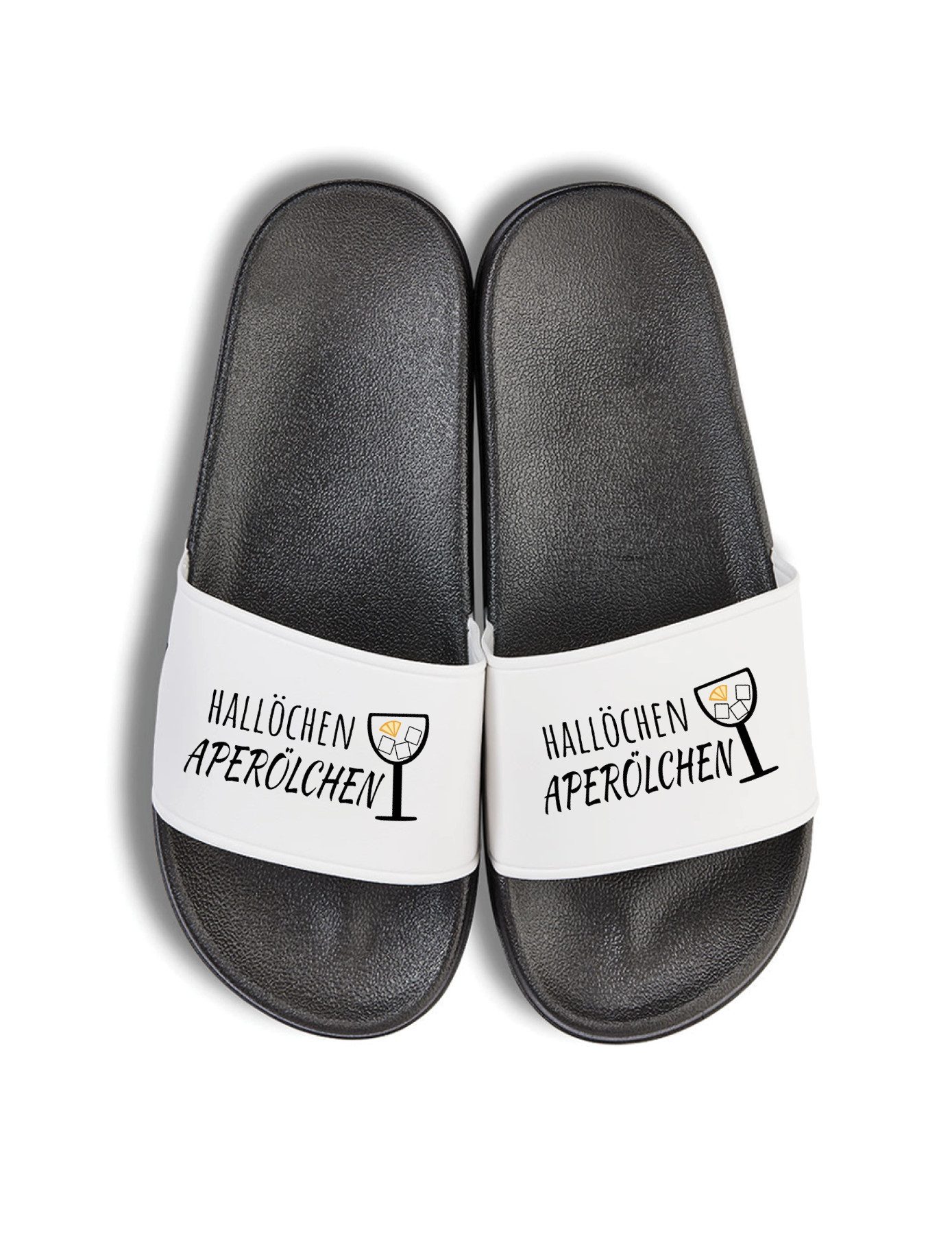 Youth Designz Herren Damen Badelatschen "Hallöchen Aperol" Print lustig Geschenk Badeschuh mit lustigen aufdruck für Männer und Frauen
