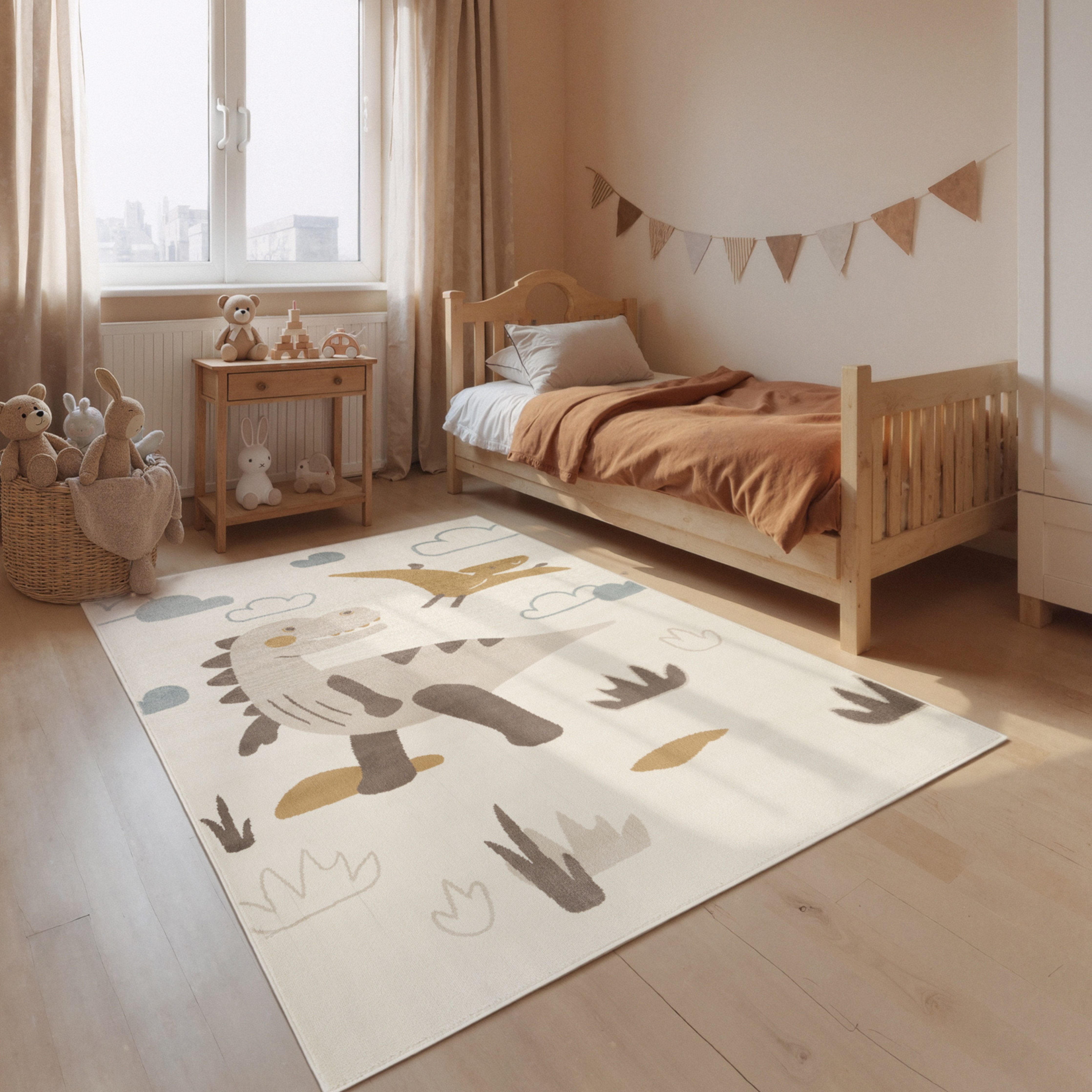 HANSE Home Kinderteppich Dino, rechteckig, Höhe: 10 mm, Pflegeleicht, Weich, Kinderzimmer, Spielteppich, Spielunterlage