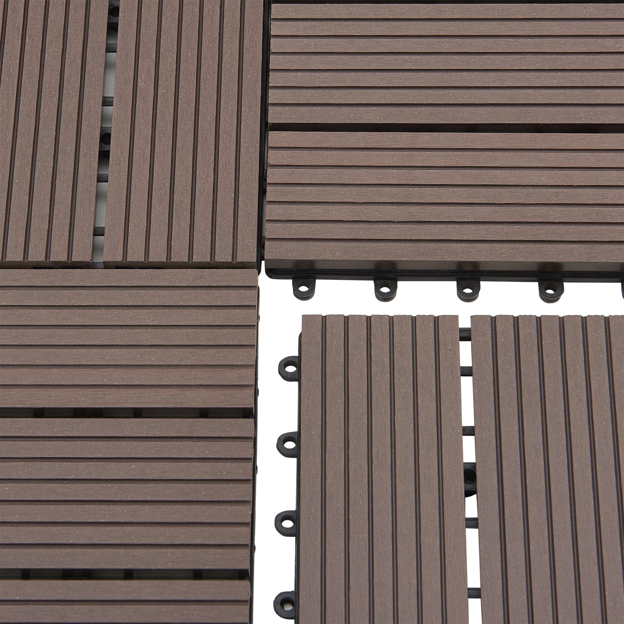 en.casa Klickfliesen, Set, 11 Stk., »Schramberg« WPC Fliesen 11er Set 1m² Dunkelbraun