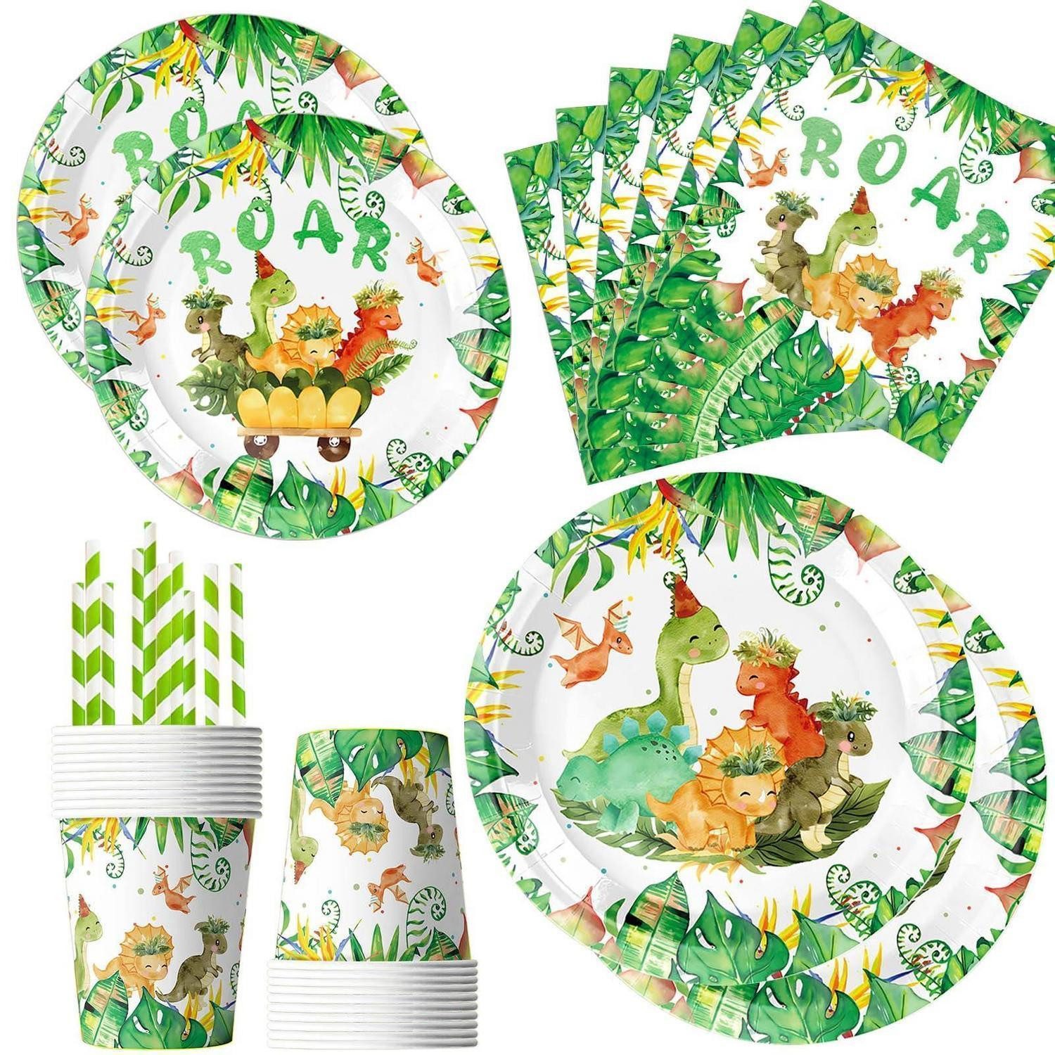 LuxusKollektion Comicfigur Dino Partygeschirr Set 60 Teile (1 St)