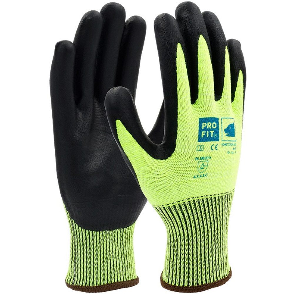 PRO FIT by Fitzner Schnittschutzhandschuhe Nitril Schnittschutzhandschuh"Hivis Cut C", neongrün/schwarz 11