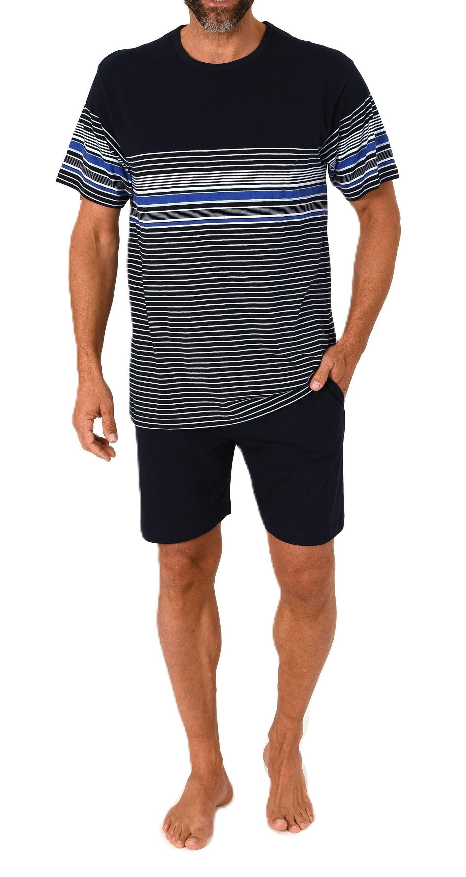 Pyjama Normann Herren kurzarm Schlafanzug Shorty in eleganter Streifenoptik