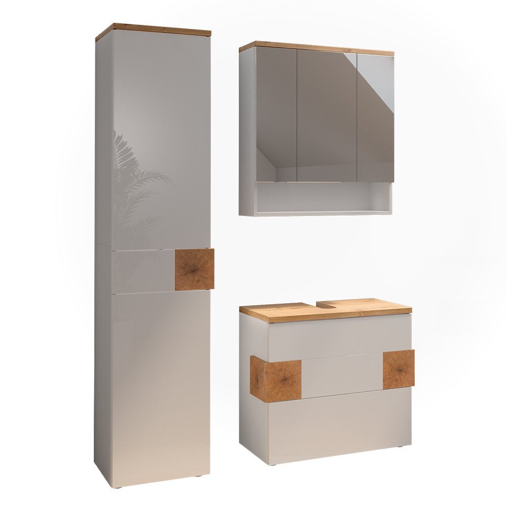 Vicco Badmöbel-Set Eden, Weiß/Artisan-Eiche, 3 Teile, günstig online kaufen