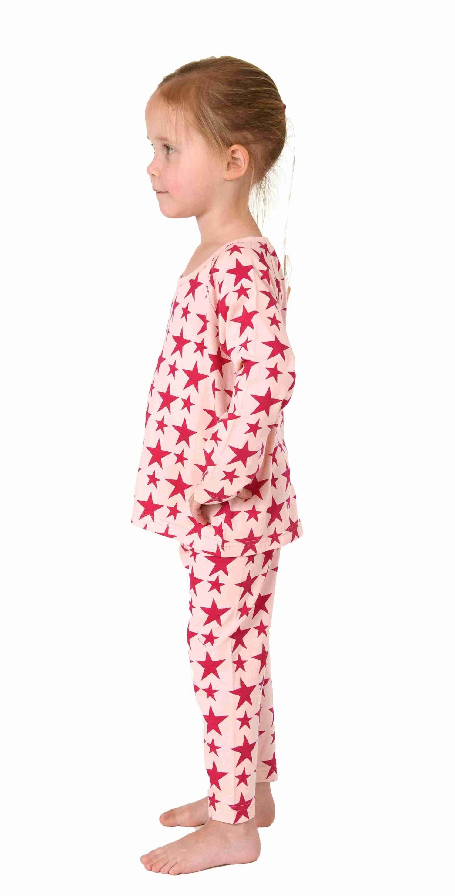 Normann Pyjama Wunderschöner Kleinkinder Mädchen Sterne pink langarm in Optik Schlafanzug