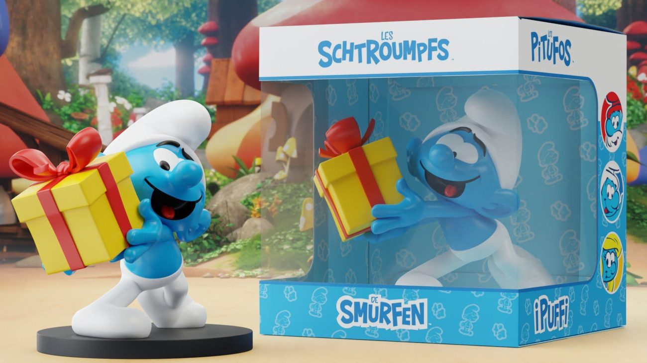 heo Merchandise-Figur Die Schlümpfe Statue Jokey-Schlumpf mit Geschenk 10 cm