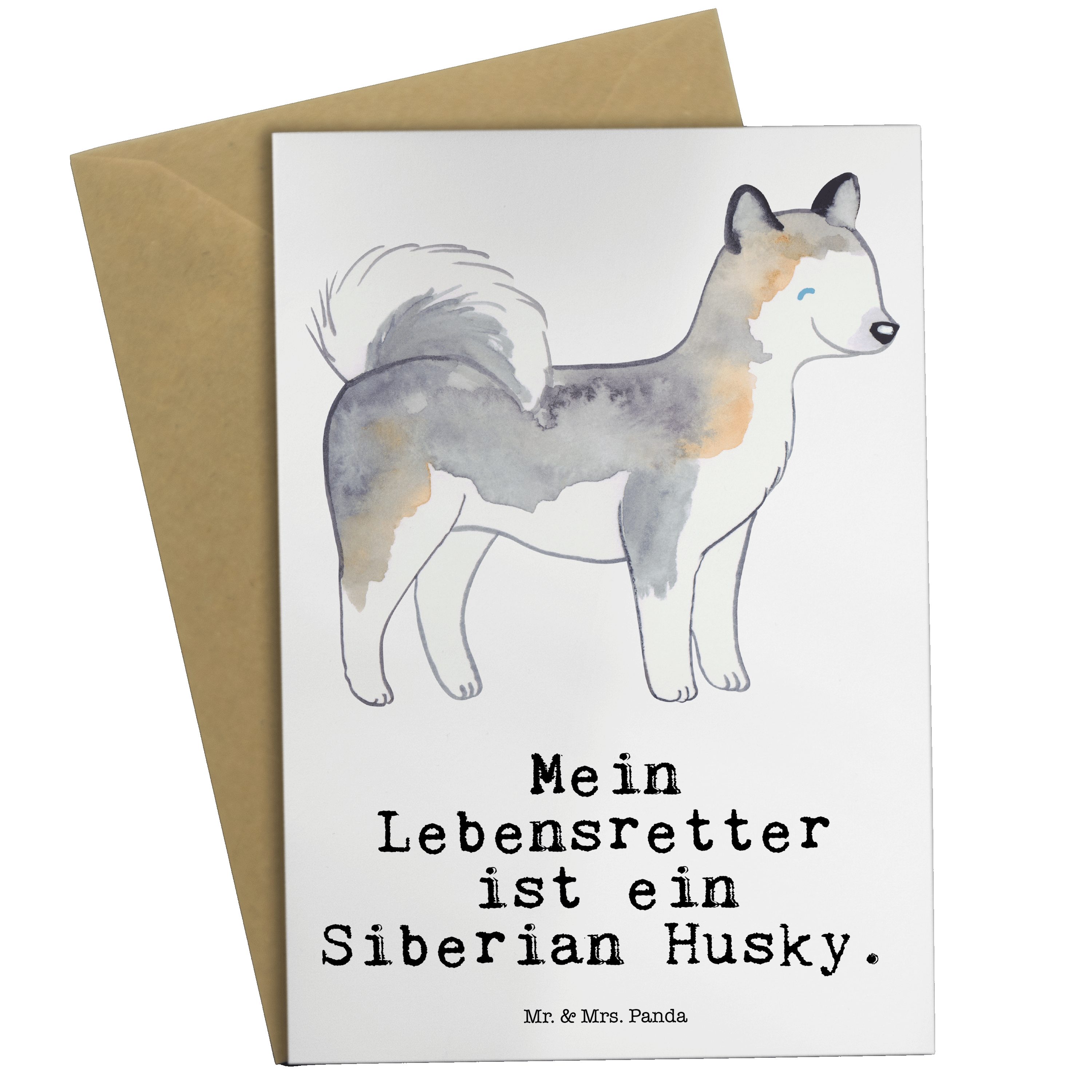 Mr. & Mrs. Panda Grußkarte Tierfreund, Geburtstag Weiß Husky - Lebensretter - Siberian Geschenk