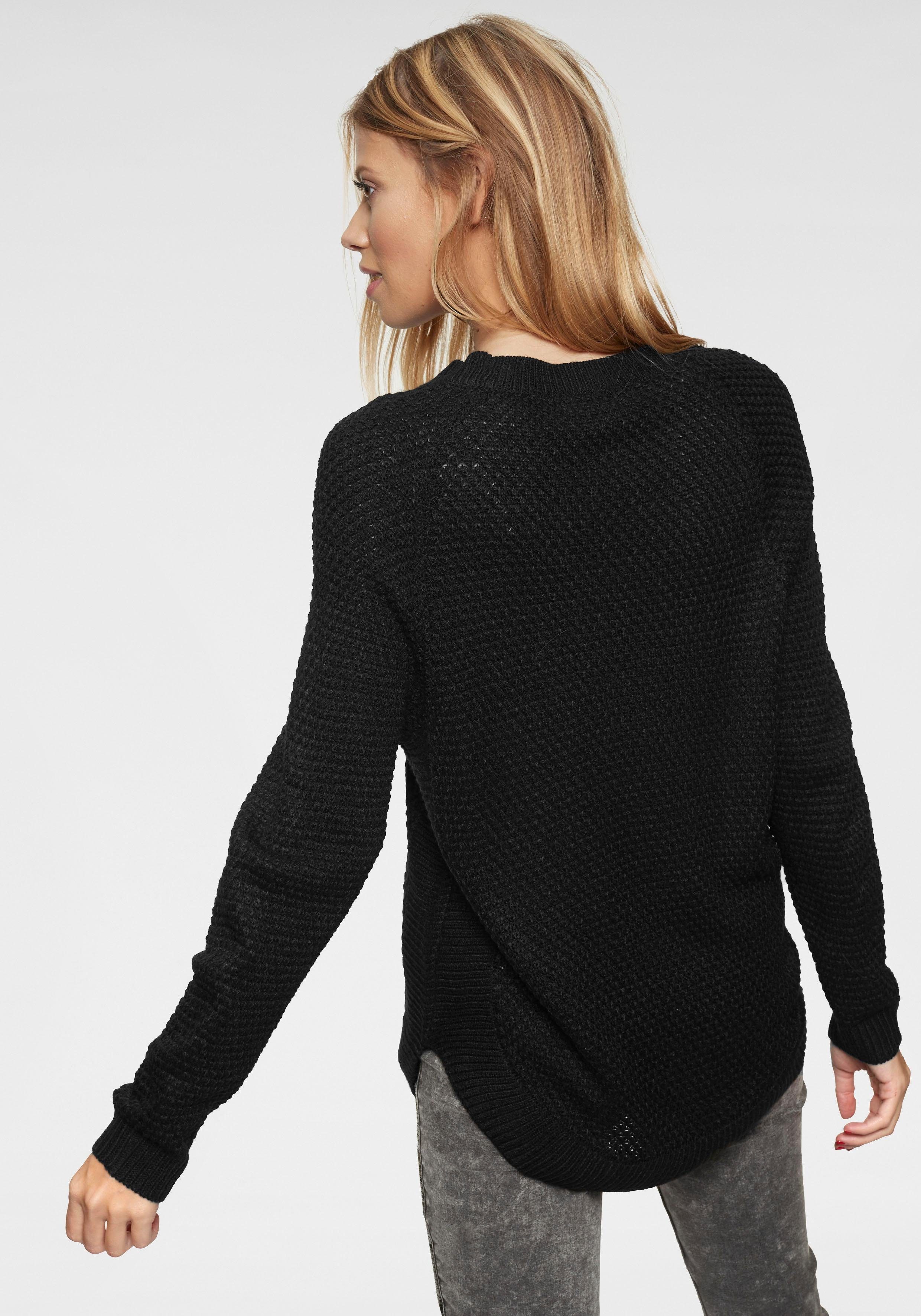 Aniston CASUAL Rundhalspullover mit Rippstrick an den Seitennähten günstig online kaufen