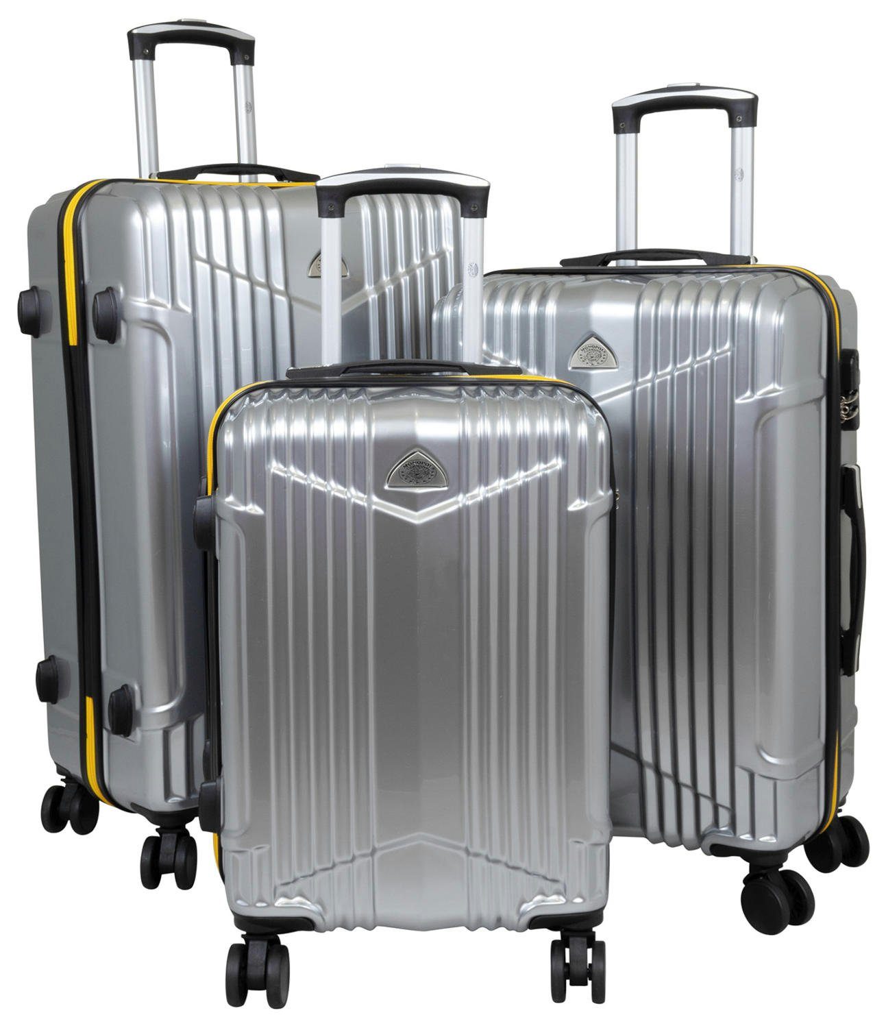 Warenhandel König Trolleyset Haimar, 4 Rollen, (3 tlg., Hartschalen-Trolleyset) Silber