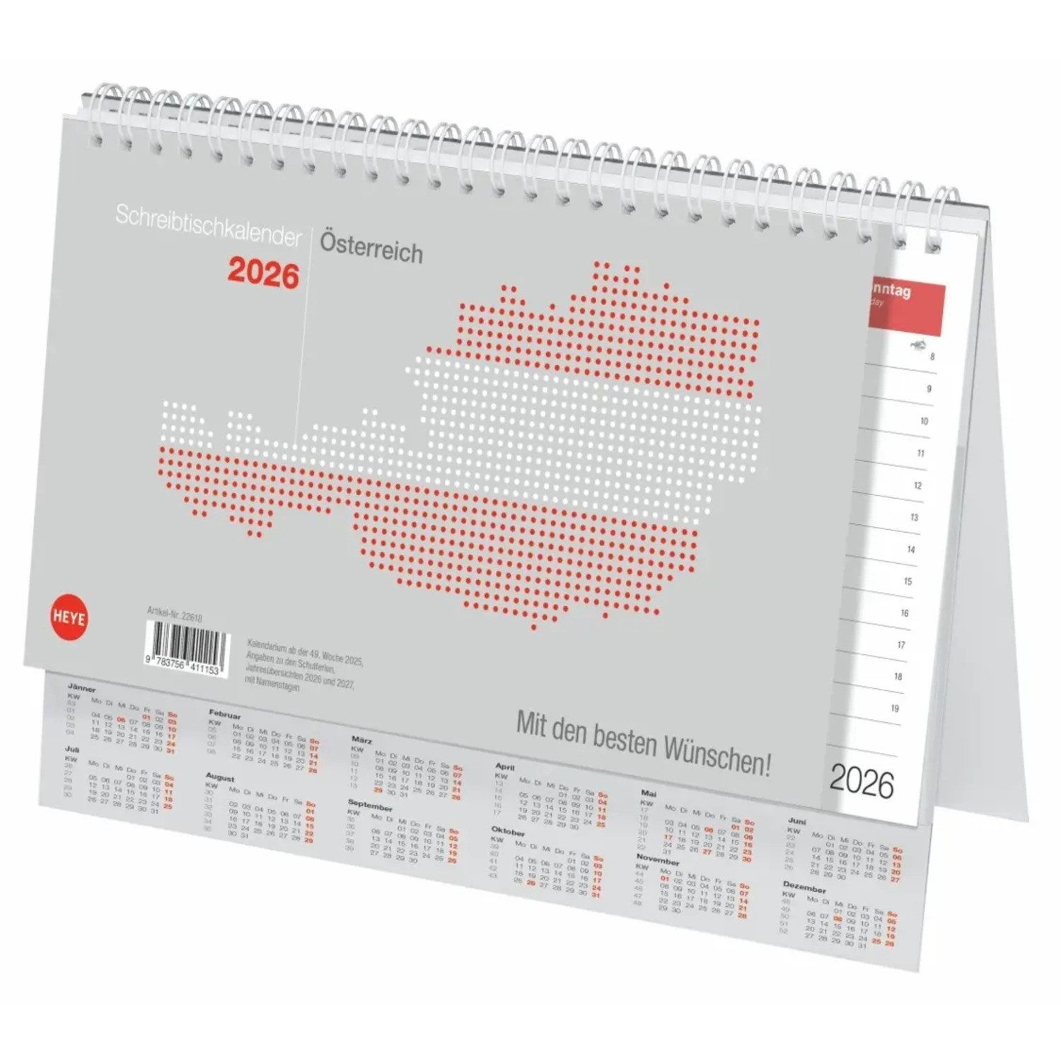 HEYE Schreibtischkalender Schreibtischkalender Österreich groß 2026