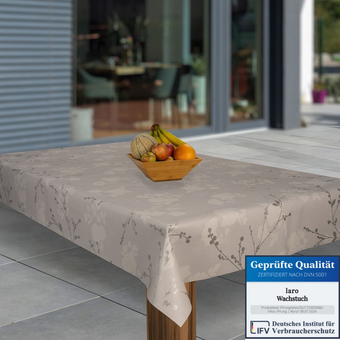 laro Tischdecke Wachstuch-Tischdecken Weihnachten Blumen Weiß Grau rechteck günstig online kaufen