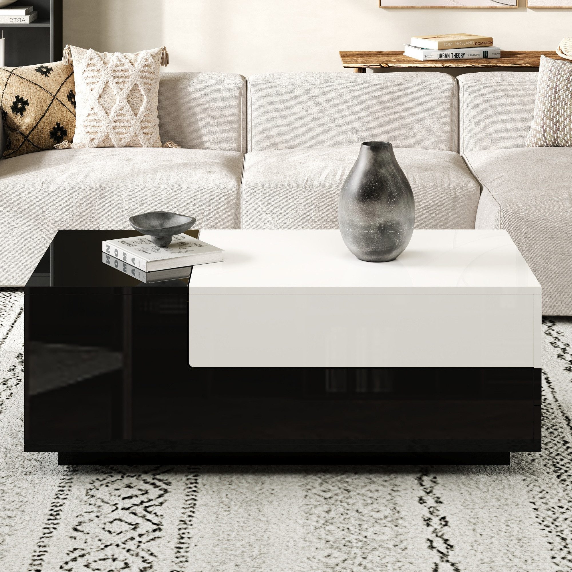 HAUSS SPOLE Couchtisch mit Schublade,Hochglanz-Sofatisch Wohnzimmertisch günstig online kaufen