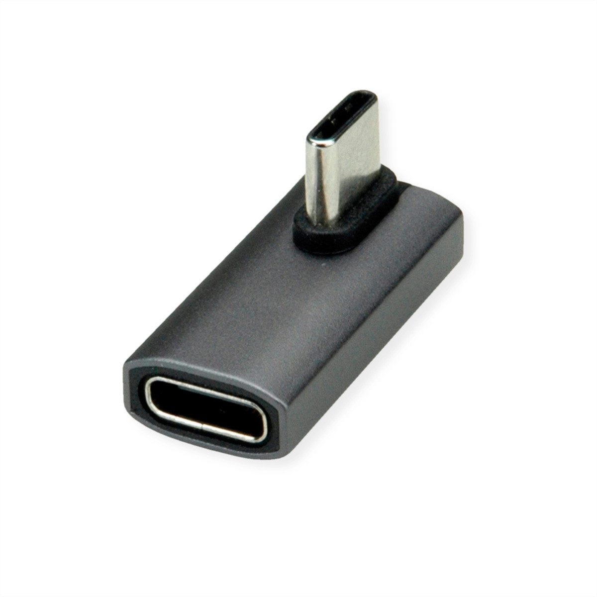 ROLINE USB4 Gen 3x2 Adapter Typ C ST/BU Computer-Adapter USB Typ C (USB-C) Männlich (Stecker) zu USB Typ C (USB-C) Weiblich (Buchse), Aluminium, 90°, gedreht