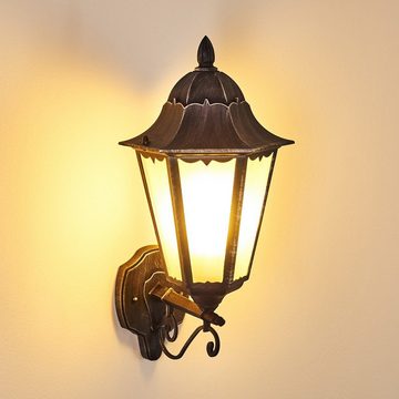 hofstein Außen-Wandleuchte »Ganna« Außenwandlampe aufwärts in antikem Look, ohne Leuchtmittel, Aluguss in Schwarz/Silber m. Klarglas-Scheiben, m. E27, Außenleuchte