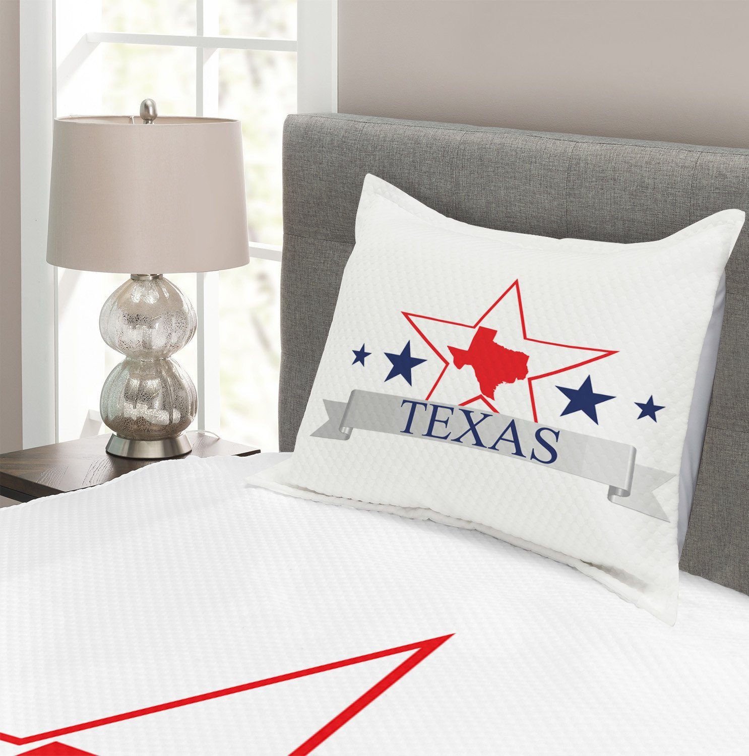 Tagesdecke mit Waschbar, Set Texas Karte Amerikanisch Muster Abakuhaus, Kissenbezügen Star