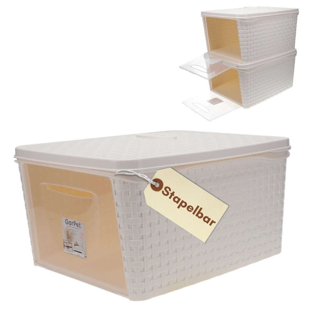 GarPet Aufbewahrungsbox Aufbewahrungsbox mit Deckel Weiß Schrank Organizer Kleiderschrank, Frontöffnung