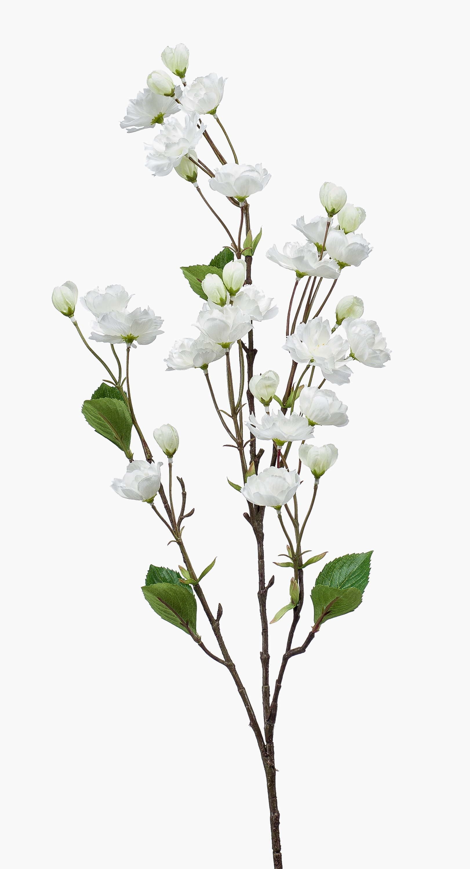 Kunstzweig Dekozweig Zierkirsche Akemi mit Blüten, weiß, 90cm