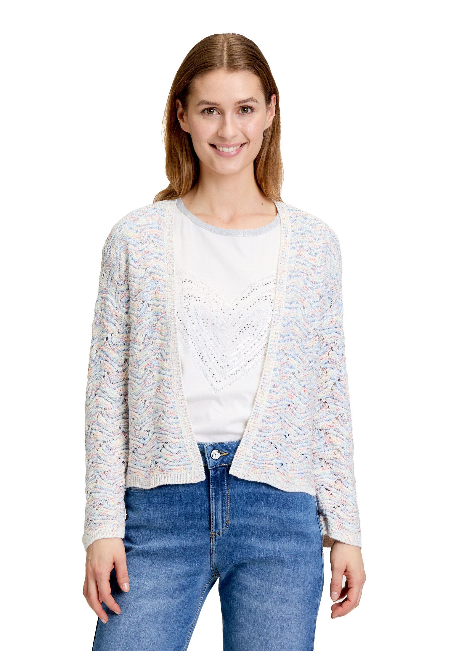 Cartoon Strickjacke Damen mit Struktur (1-tlg) Struktur