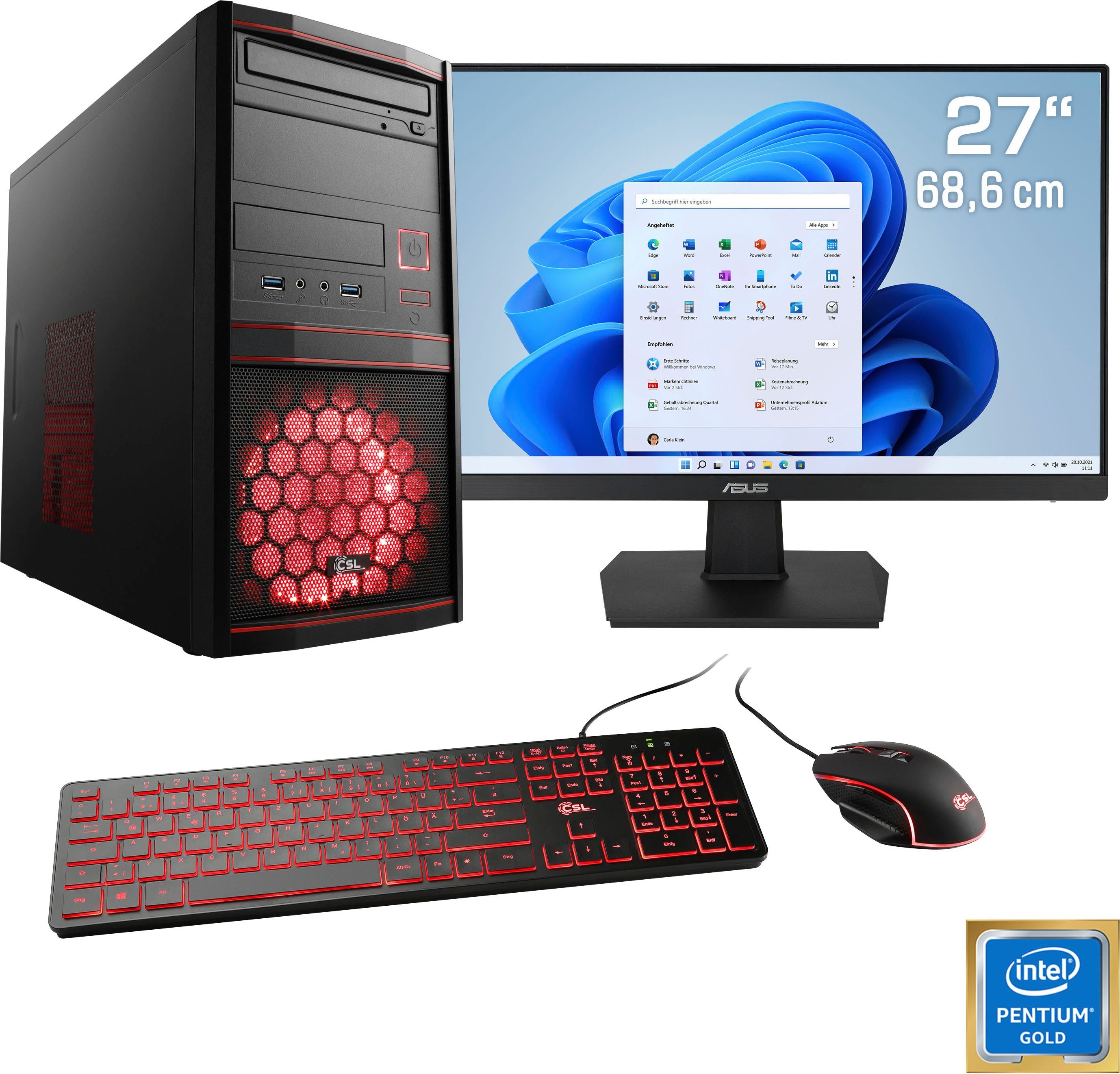 CSL Speed V21115 PC-Komplettsystem (27", Intel® Pentium Gold G6400, 16 GB RAM, 1000 GB SSD) | PC-Sets