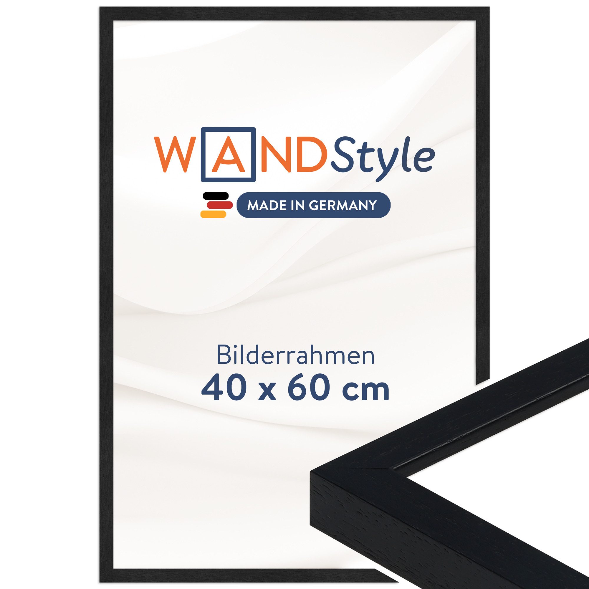 WANDStyle Bilderrahmen H950, Schwarz-gemasert Bilderrahmen 40x60 Holz, Moderner Fotorahmen 40x60 cm