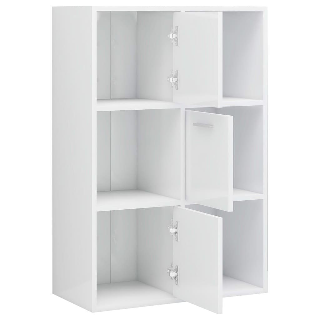 furnicato Bücherregal Lagerschrank 60x29,5x90 Hochglanz-Weiß Holzwerkstoff cm