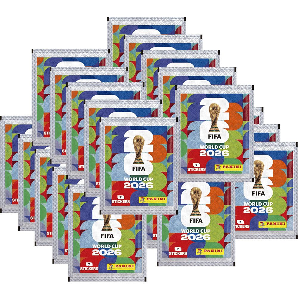 Panini Sammelkarte World Cup 2026 Sticker 25 Tüten + Exklusive Collect-it Hüllen